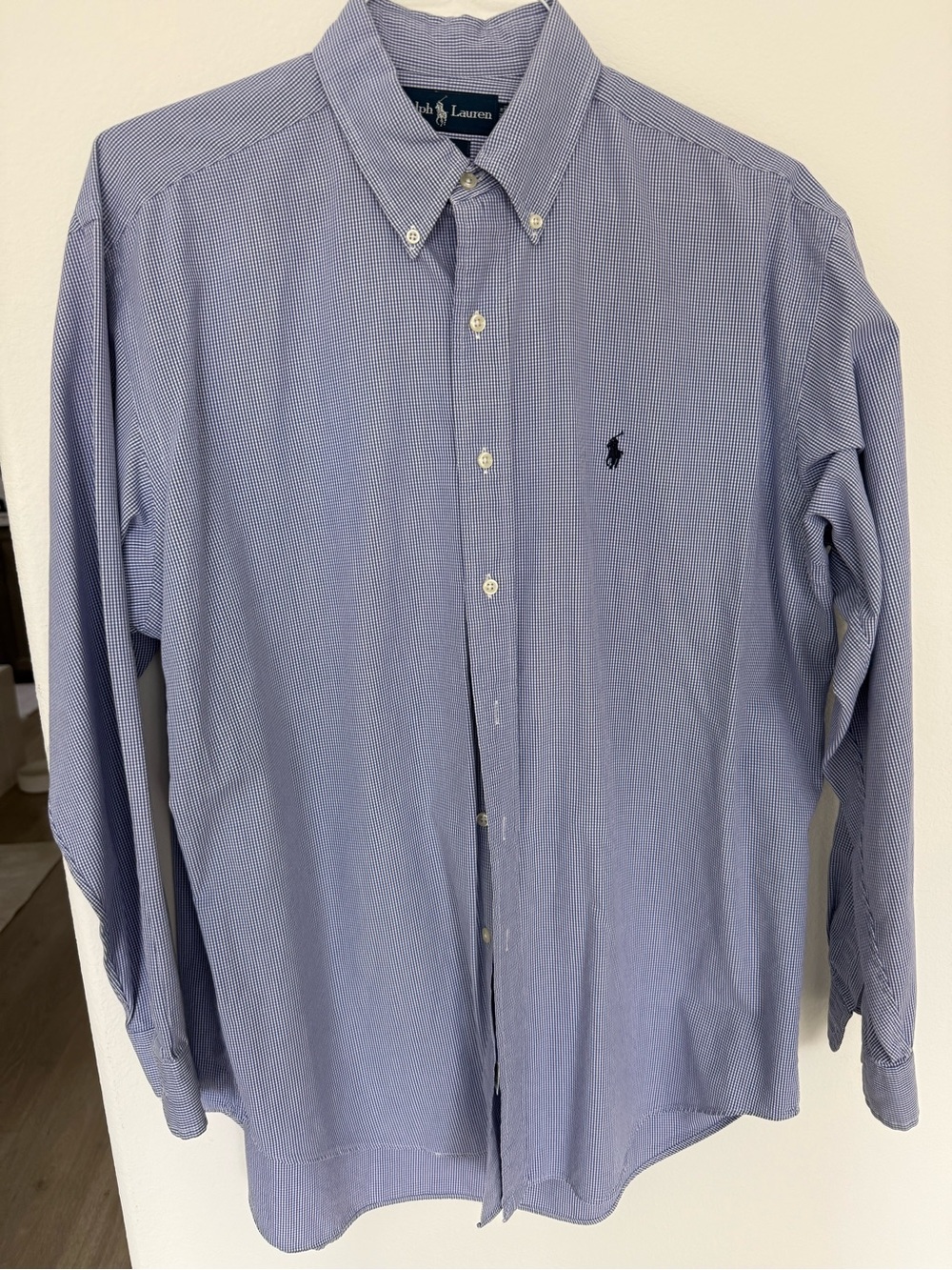 Ralph Lauren Light Blue Micro-Check Button-Down Dress Shirt